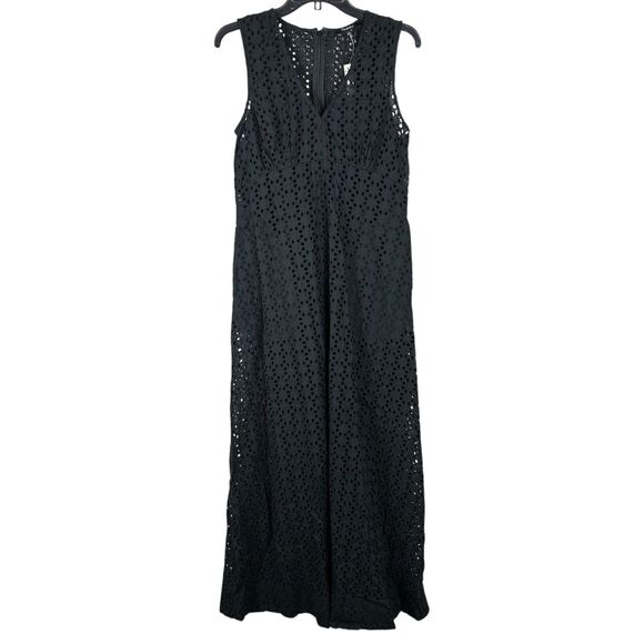 Madewell Sleeveless Eyelet V-Neck Maxi Dress Black NS772 size 6 NWT - Picture 7 of 10